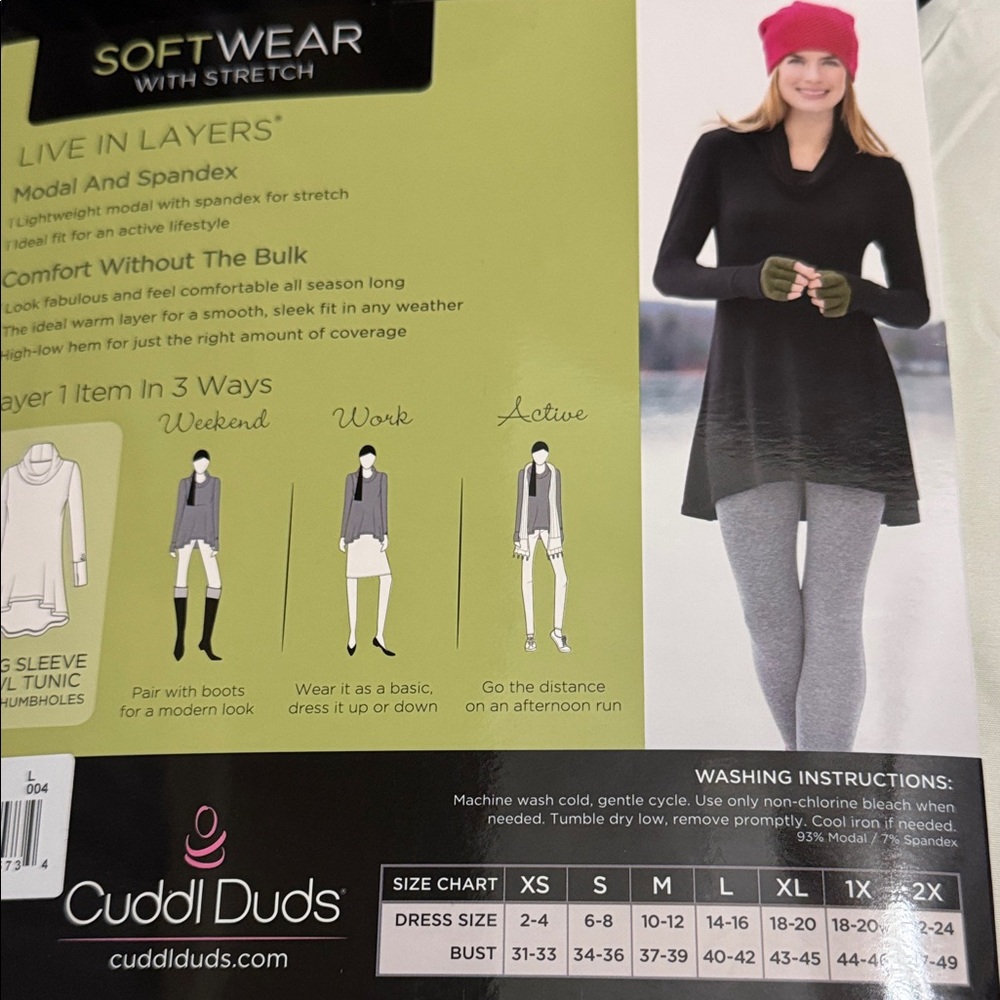 Cuddl Duds Softwear Gray and Black Tunic